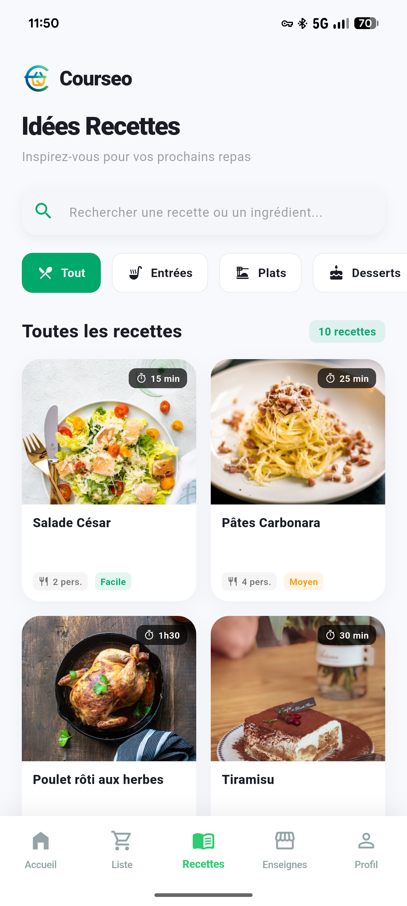 Recettes Courseo